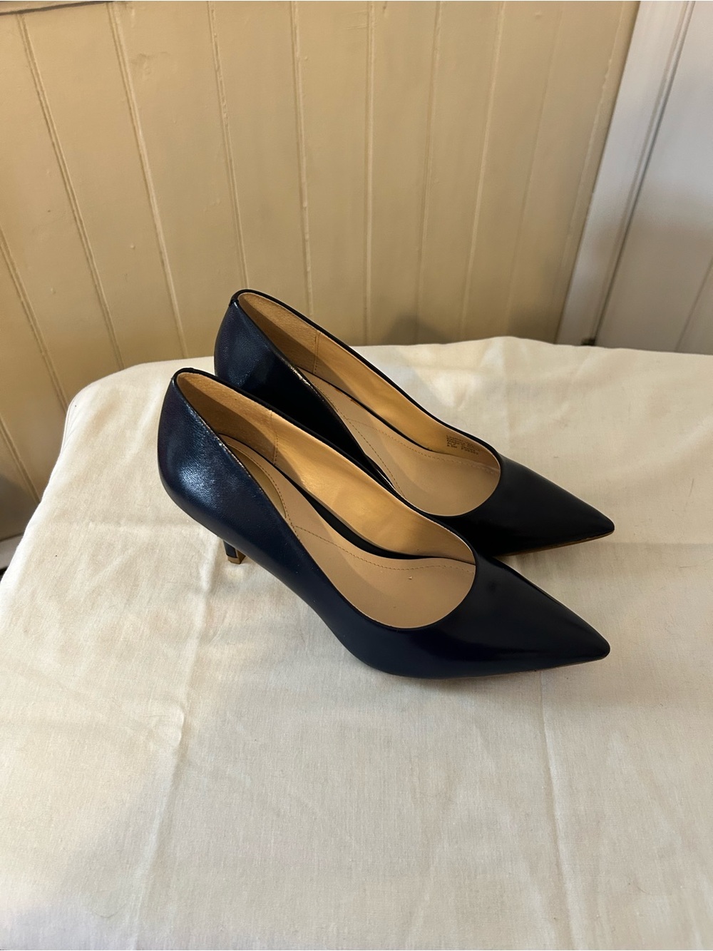 Alfani Step ‘n Flex Jeules Blue Leather Pointed Toe 3” Pumps Size 8.5 M NWOB